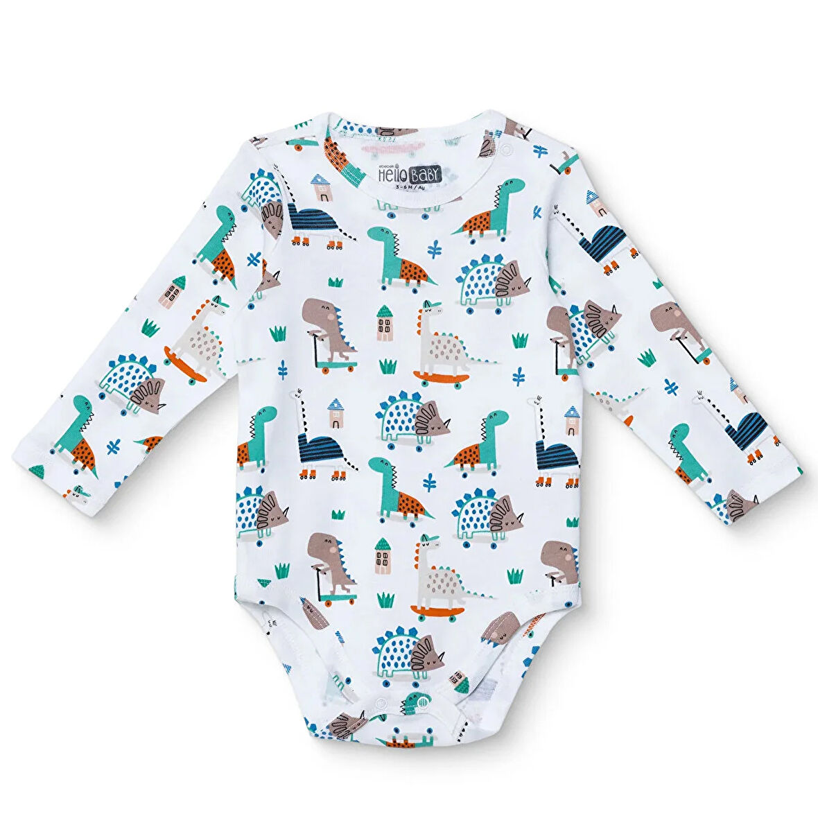 HelloBaby Erkek Bebek Uzun Kol Body İnterlok Çıtçıtlı Yaka Uzun Kol