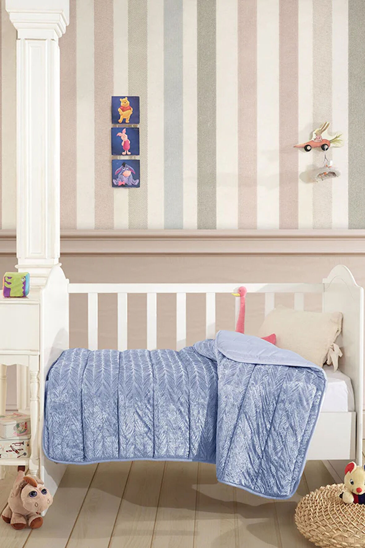 ELART Velvet Bebek Yorgan (150x100 cm) Mavi 