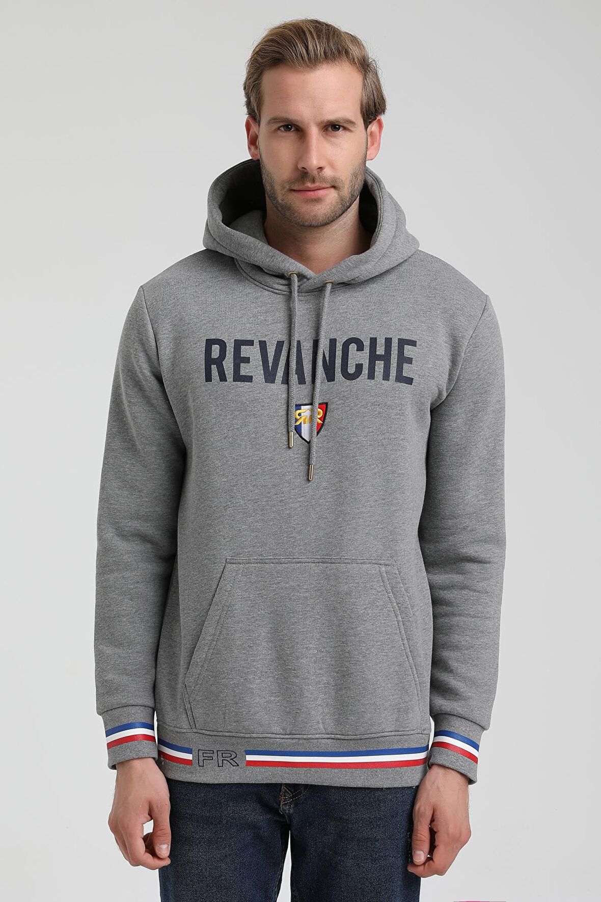 Kapüşonlu Gri Slim Fit Sweatshirt 22FWM64036