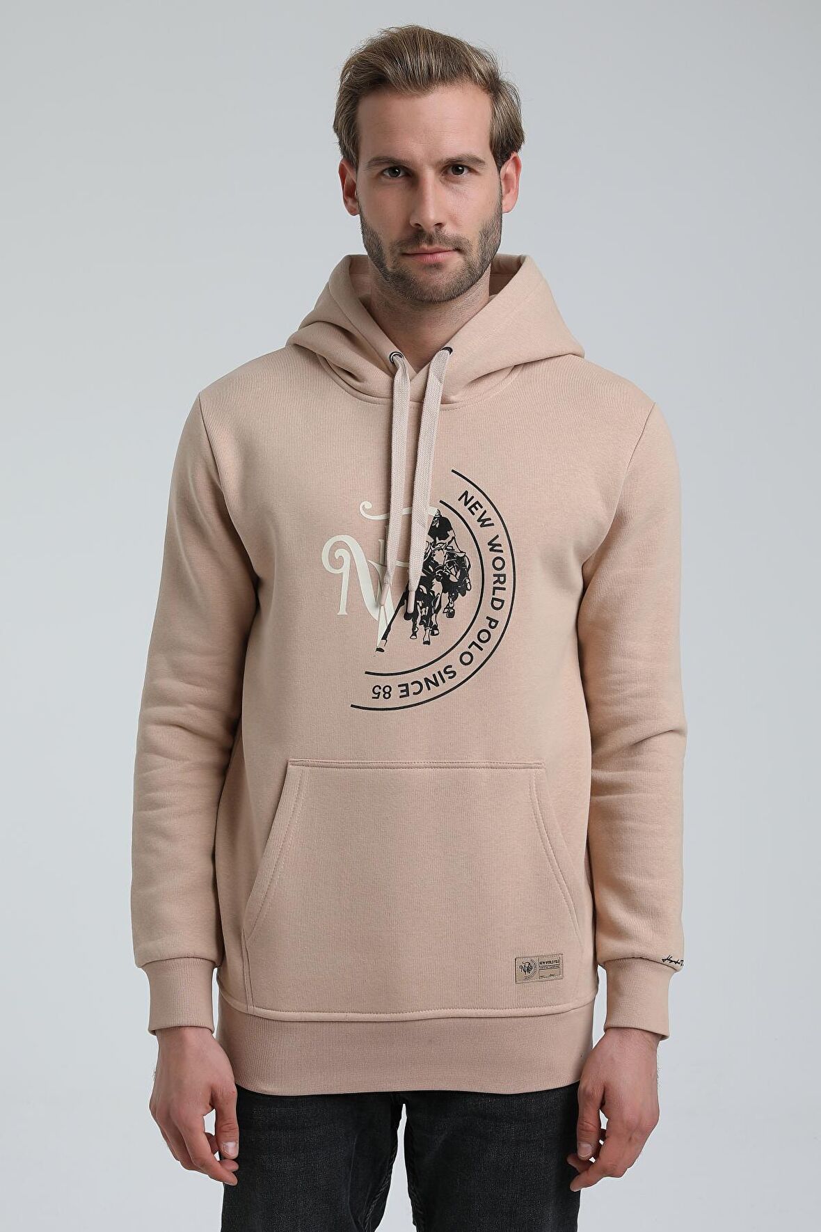Kapüşonlu Bej Slim Fit Sweatshirt 22FWM64030