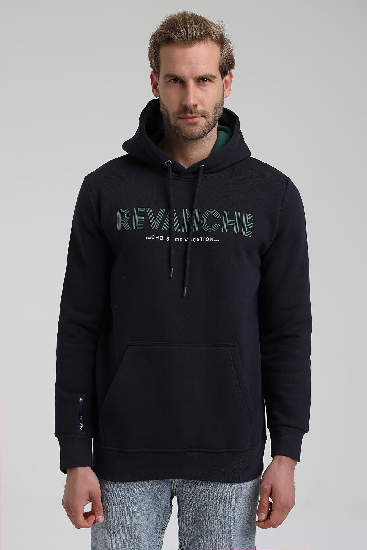 New World Polo Kapüşonlu Lacivert Slim Fit Sweatshirt 22FWM64031