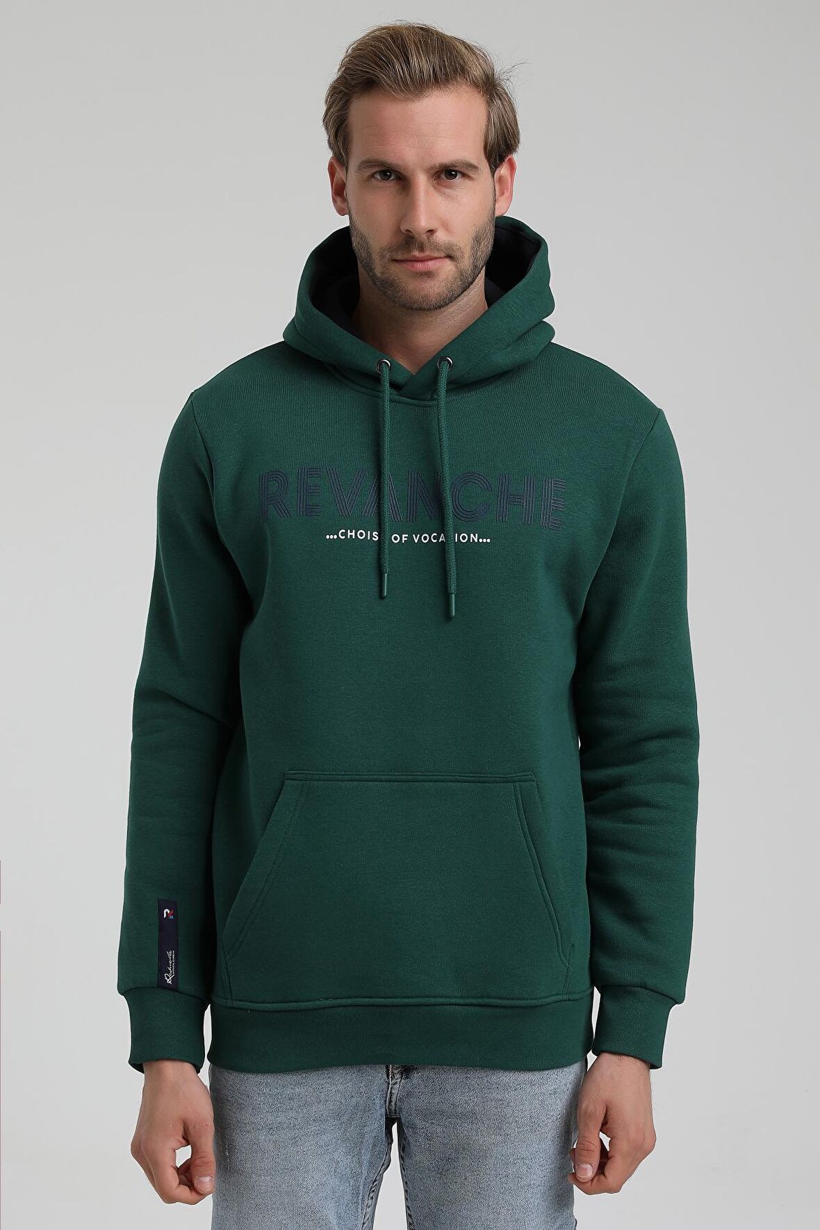 New World Polo Kapüşonlu Koyu Yeşil Slim Fit Sweatshirt 22FWM64031