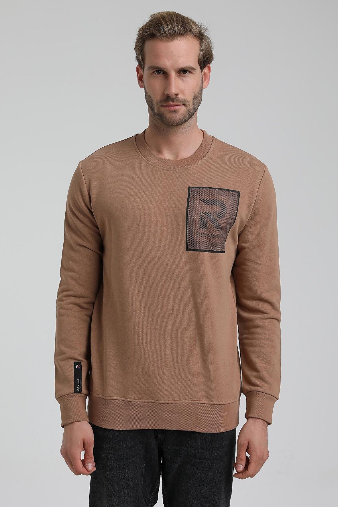 Bisiklet Yaka Camel Slim Fit Sweatshirt 22FWM60119