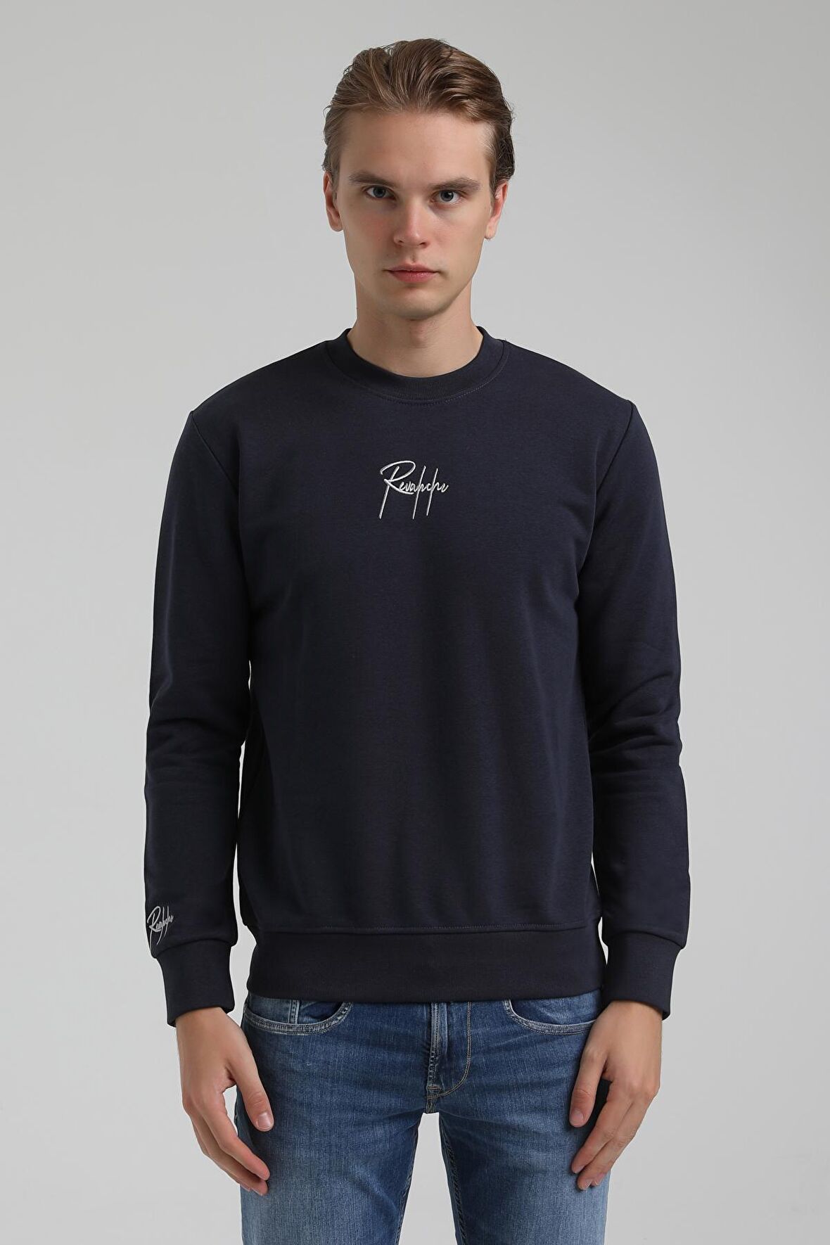 Bisiklet Yaka Lacivert Regular Sweatshirt 22FWM60129