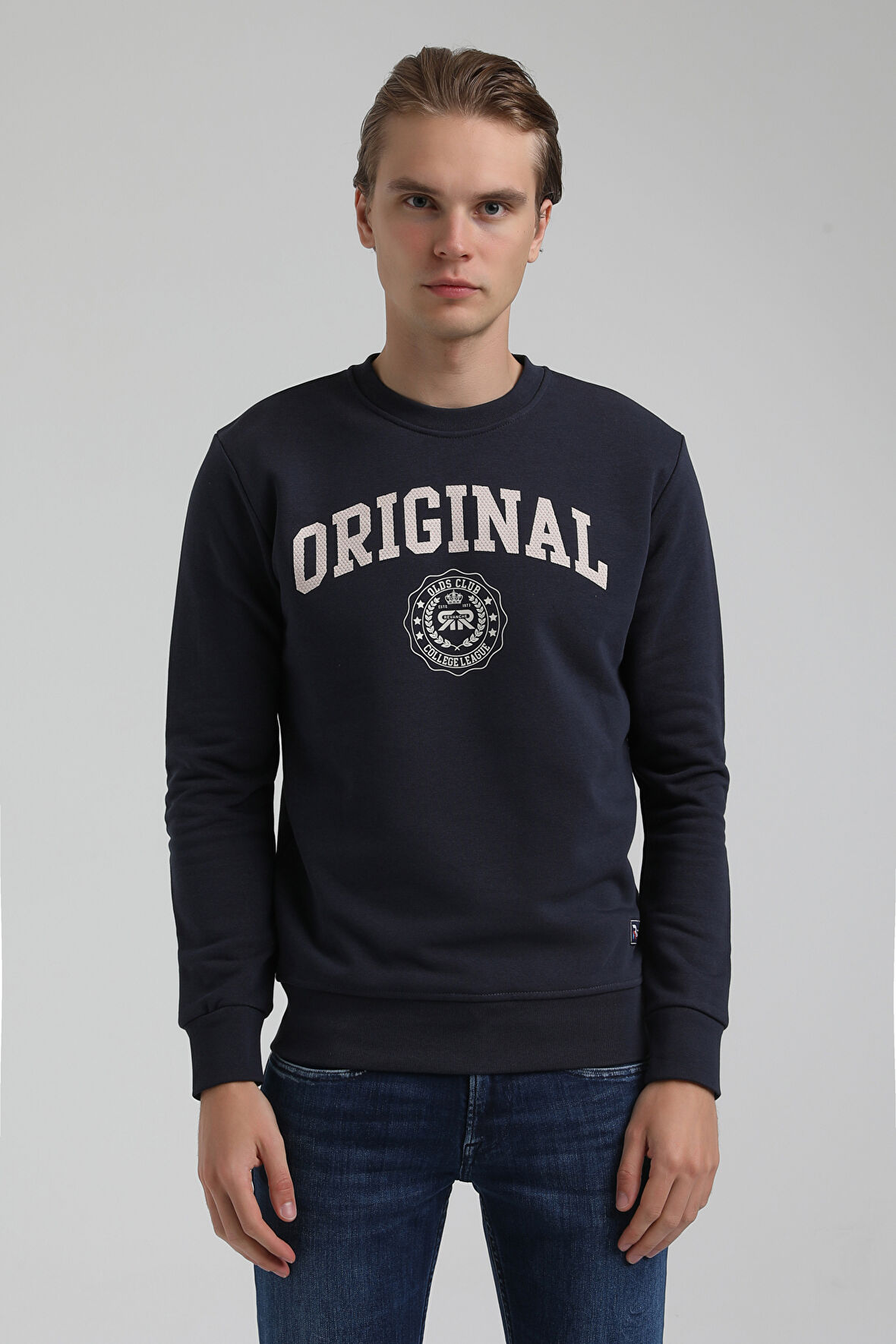 Bisiklet Yaka Lacivert Regular Sweatshirt 22FWM60132