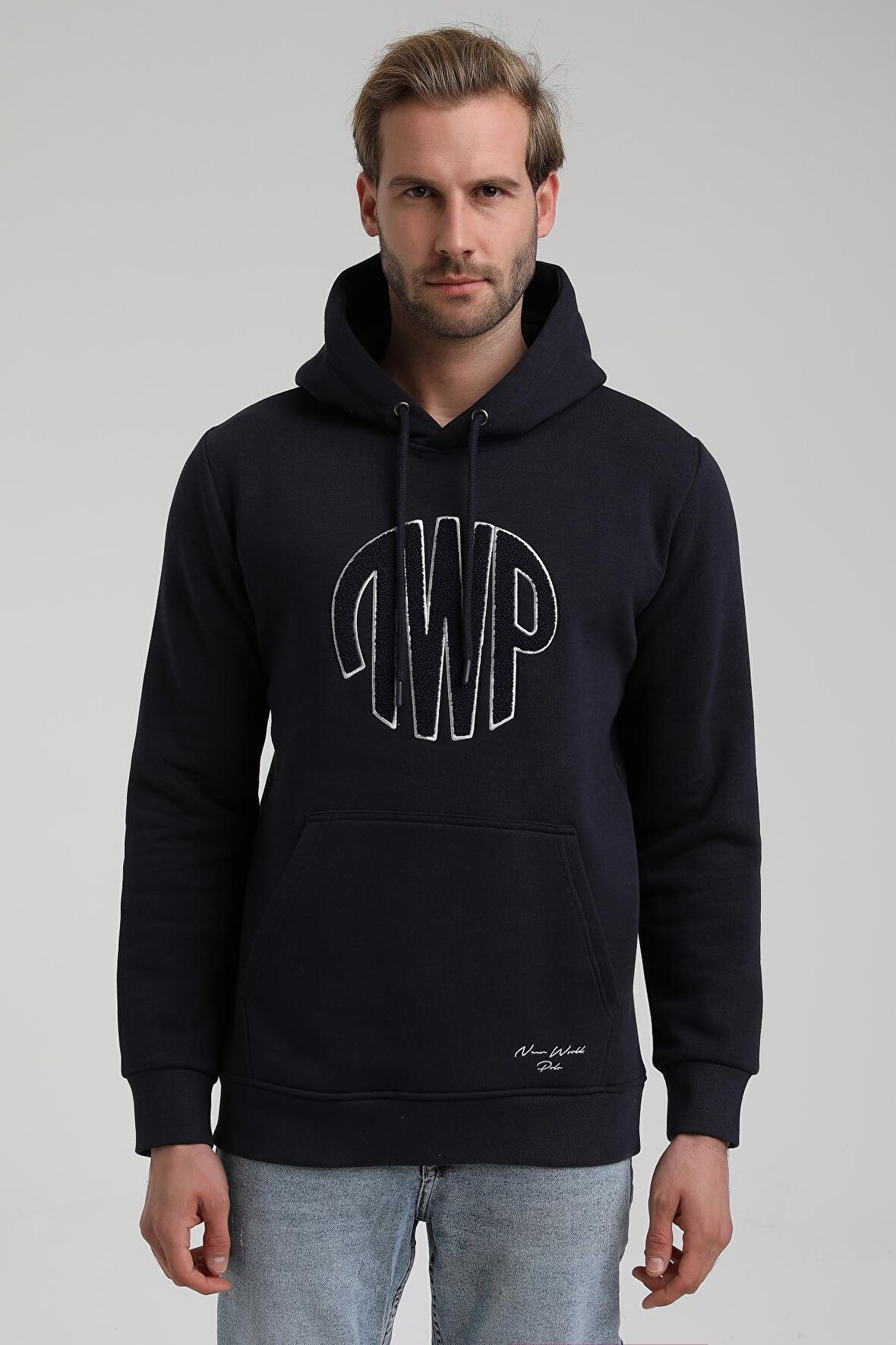 Kapüşonlu Lacivert Slim Fit Sweatshirt 22FWM64037