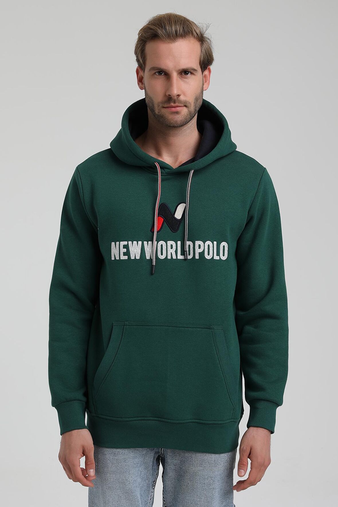 Kapüşonlu Koyu Yeşil Slim Fit Sweatshirt 22FWM64032