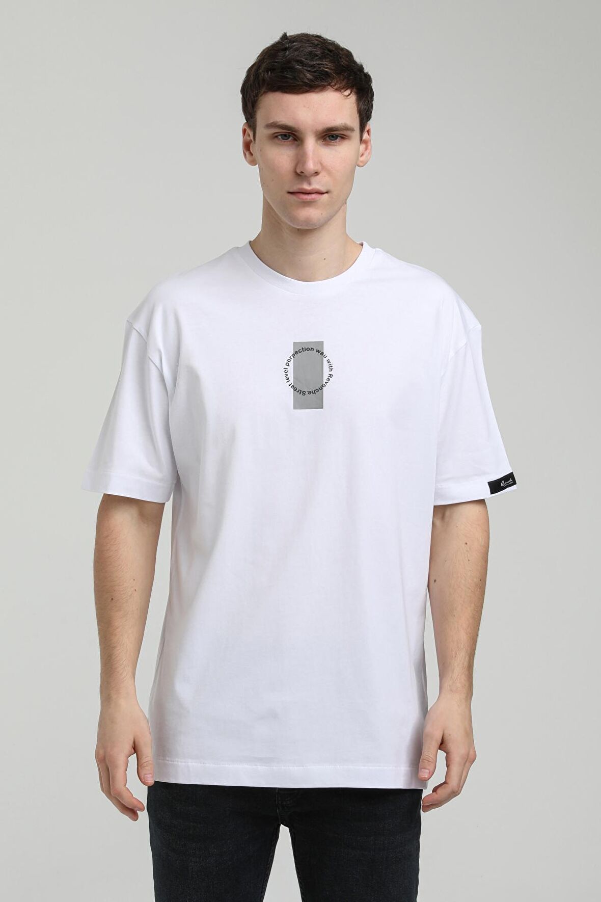 New World Polo Bisiklet Yaka Beyaz Oversize Tişört 23SSM20331