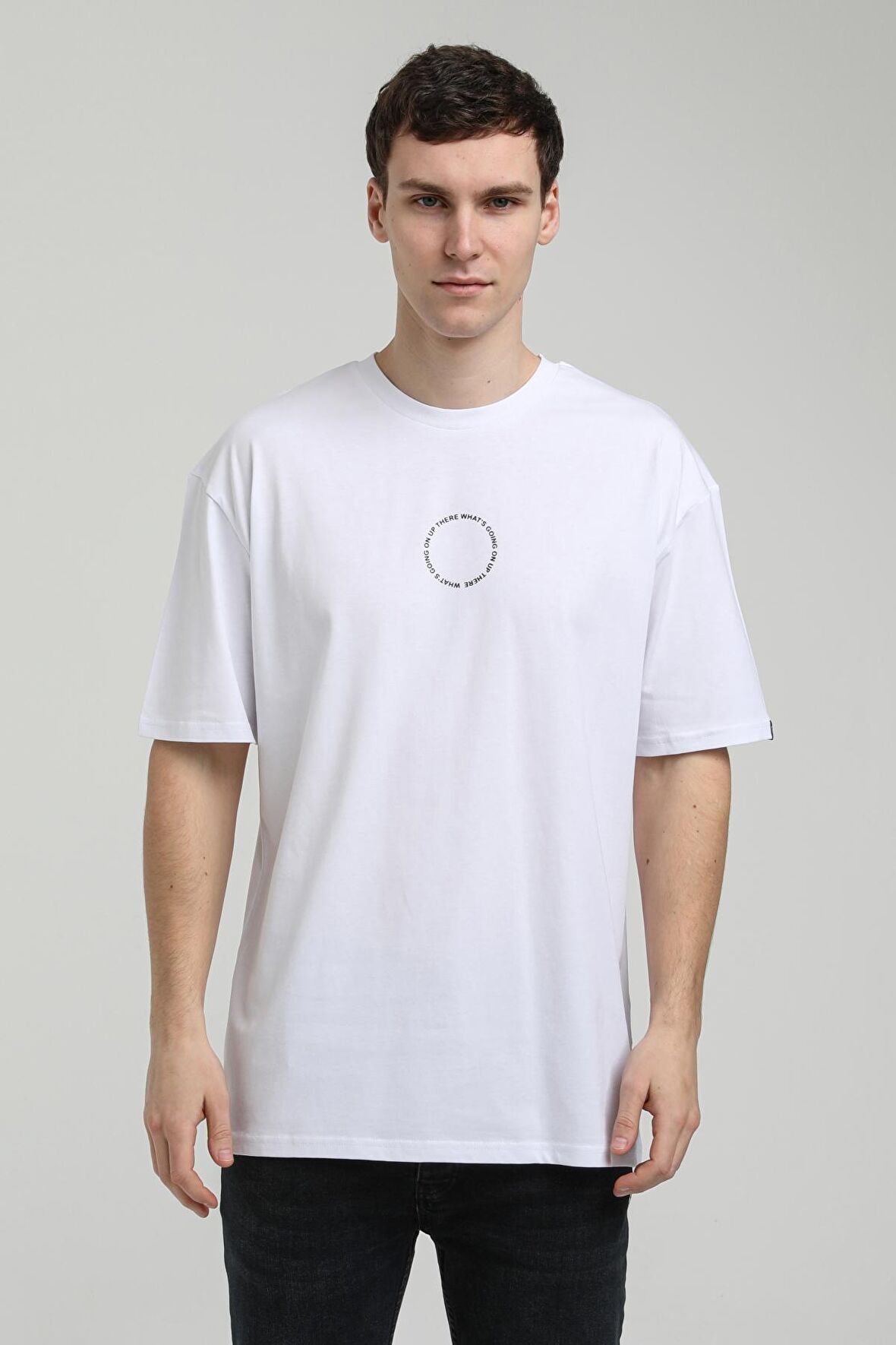 Bisiklet Yaka Beyaz Slim Fit Tişört 23SSM20333