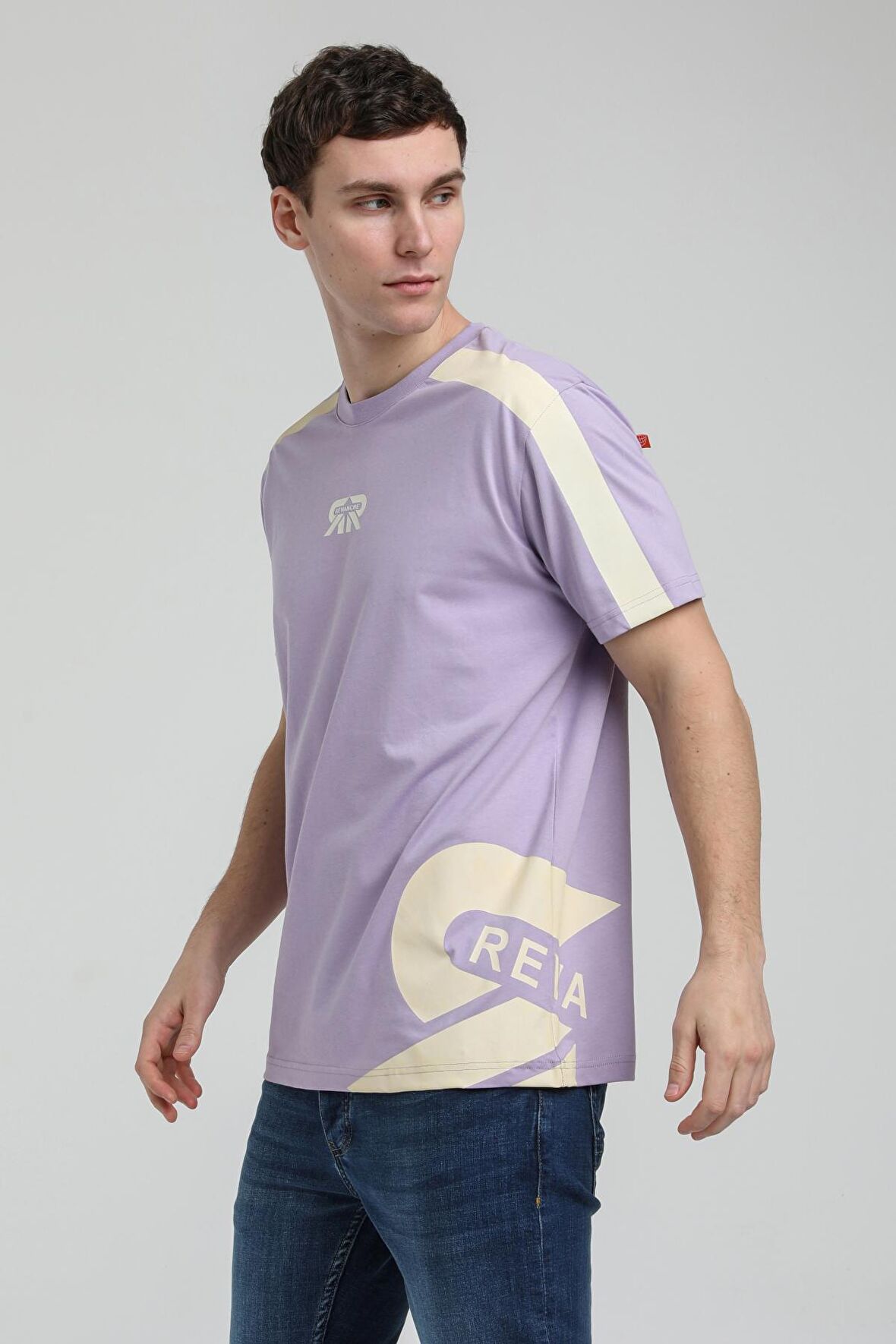 Bisiklet Yaka Lila Slim Fit Tişört 23SSM20324
