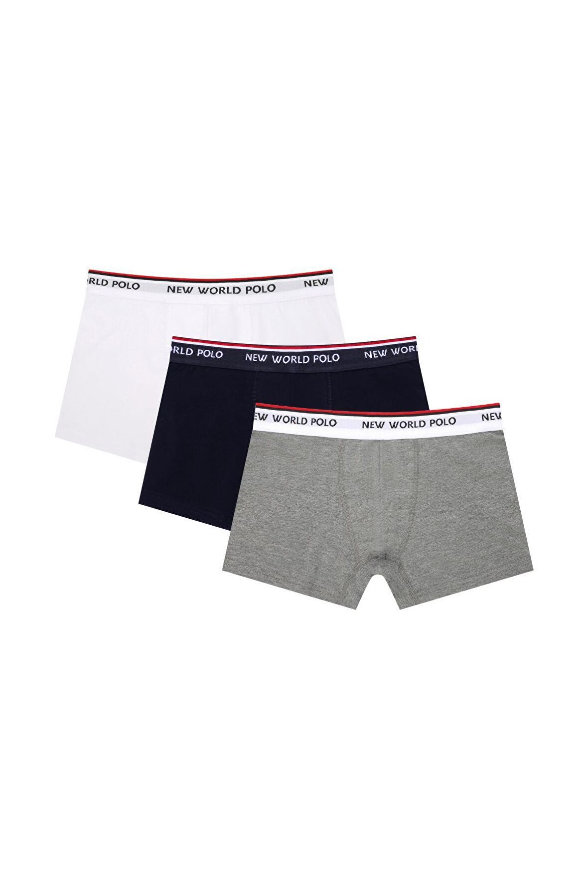 Basic 3'lü Boxer Lacivert-Beyaz-Gri Slim Fit Boxer Set 23SSM1003