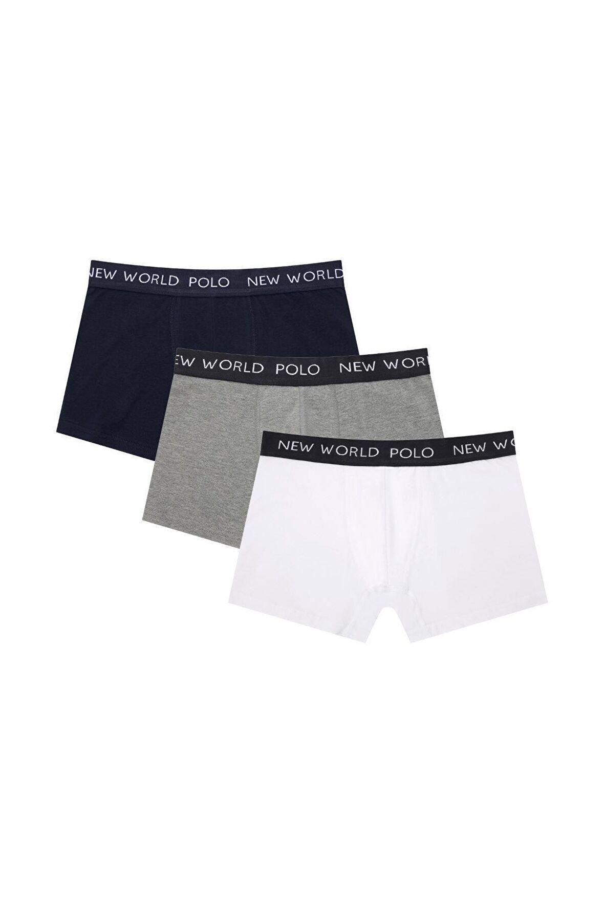 Basic 3'lü Boxer Lacivert-Beyaz-Gri Slim Fit Boxer Set 23SSM1001