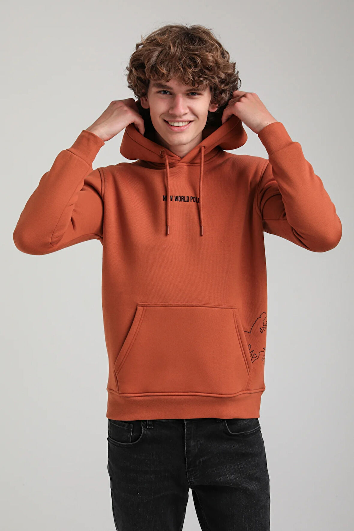 Kapüşonlu Kiremit Slim Fit Hoodie 23FWM64044