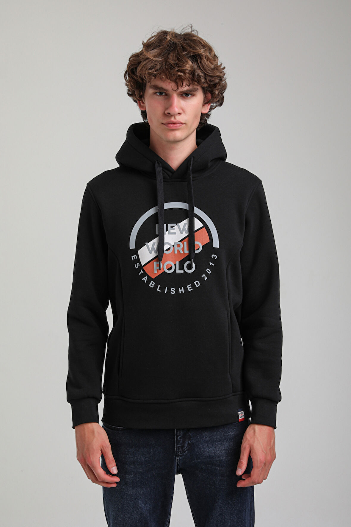 Kapüşonlu Siyah Slim Fit Hoodie 23FWM64049