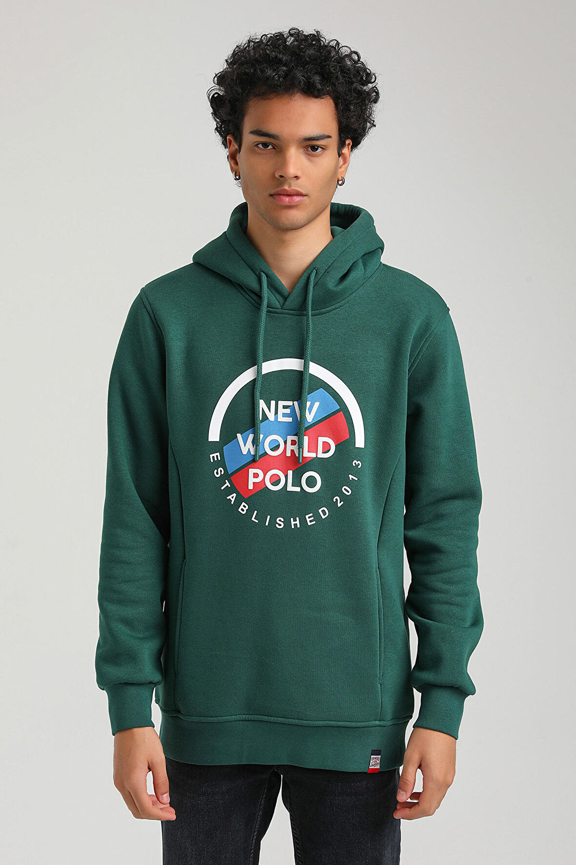 Kapüşonlu Yeşil Slim Fit Hoodie 23FWM64049