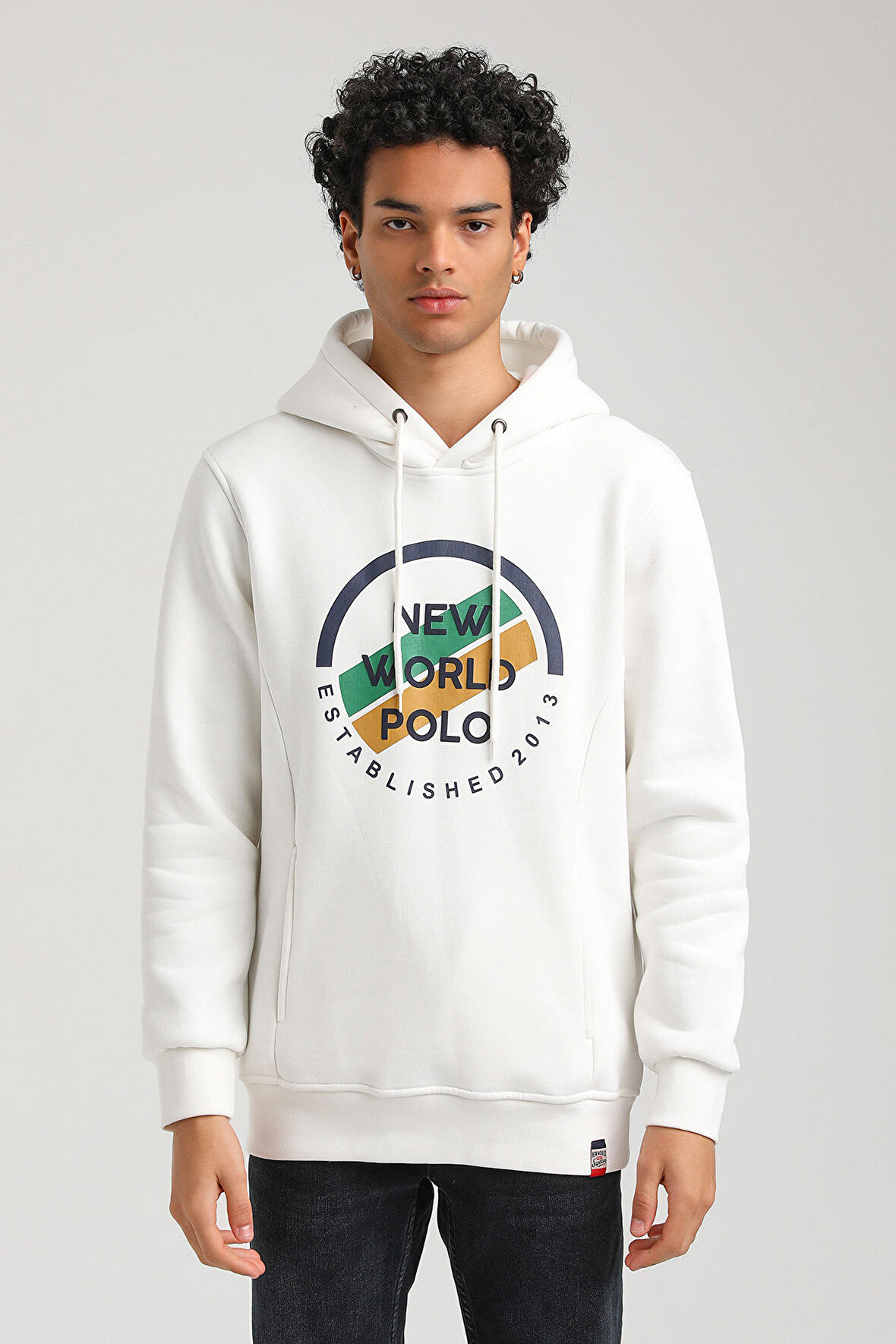 Kapüşonlu Ekru Slim Fit Hoodie 23FWM64049