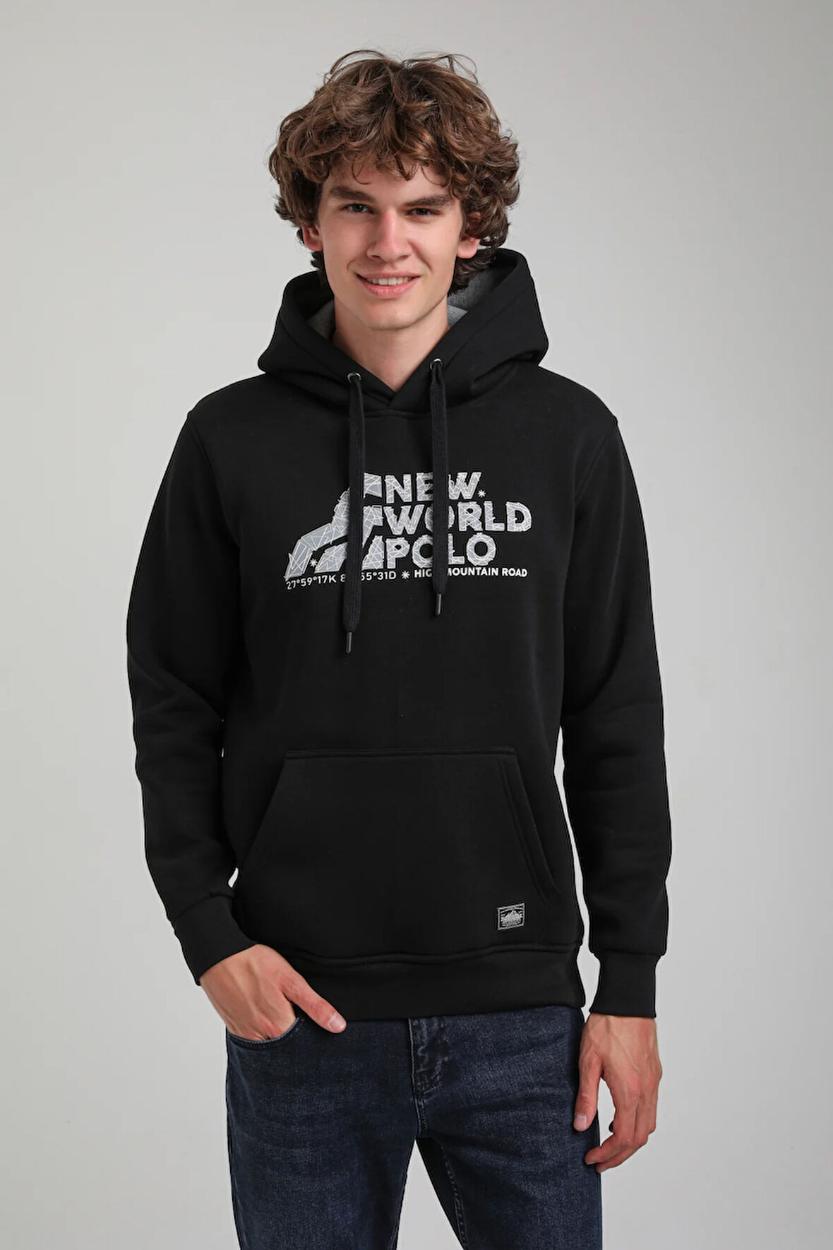 Kapüşonlu Siyah Slim Fit Hoodie 23FWM64051