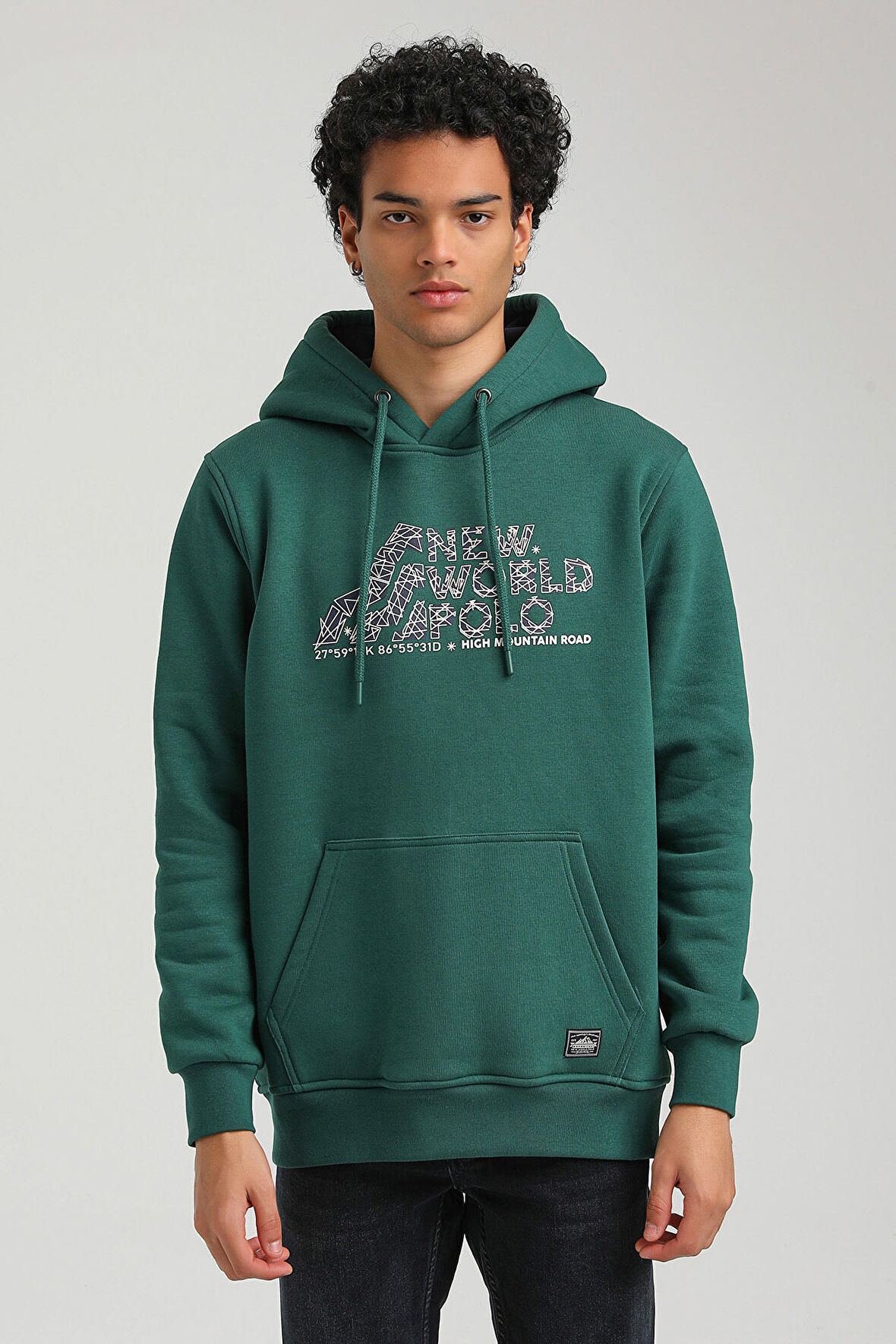 Kapüşonlu Yeşil Slim Fit Hoodie 23FWM64051