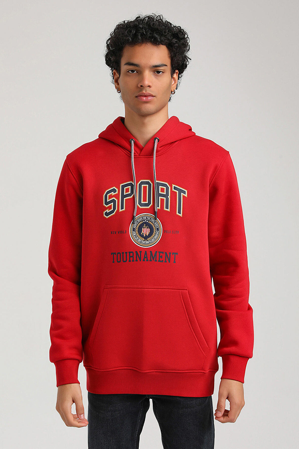 Kapüşonlu Kırmızı Slim Fit Hoodie 23FWM64052