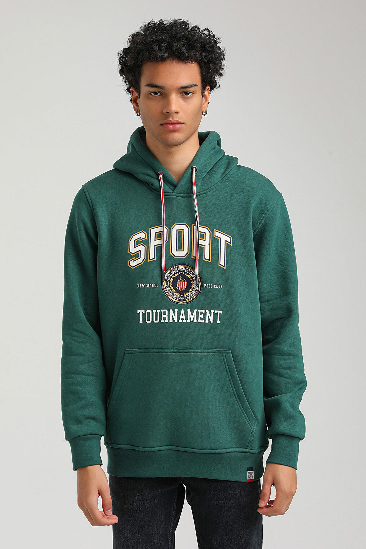 Kapüşonlu Yeşil Slim Fit Hoodie 23FWM64052