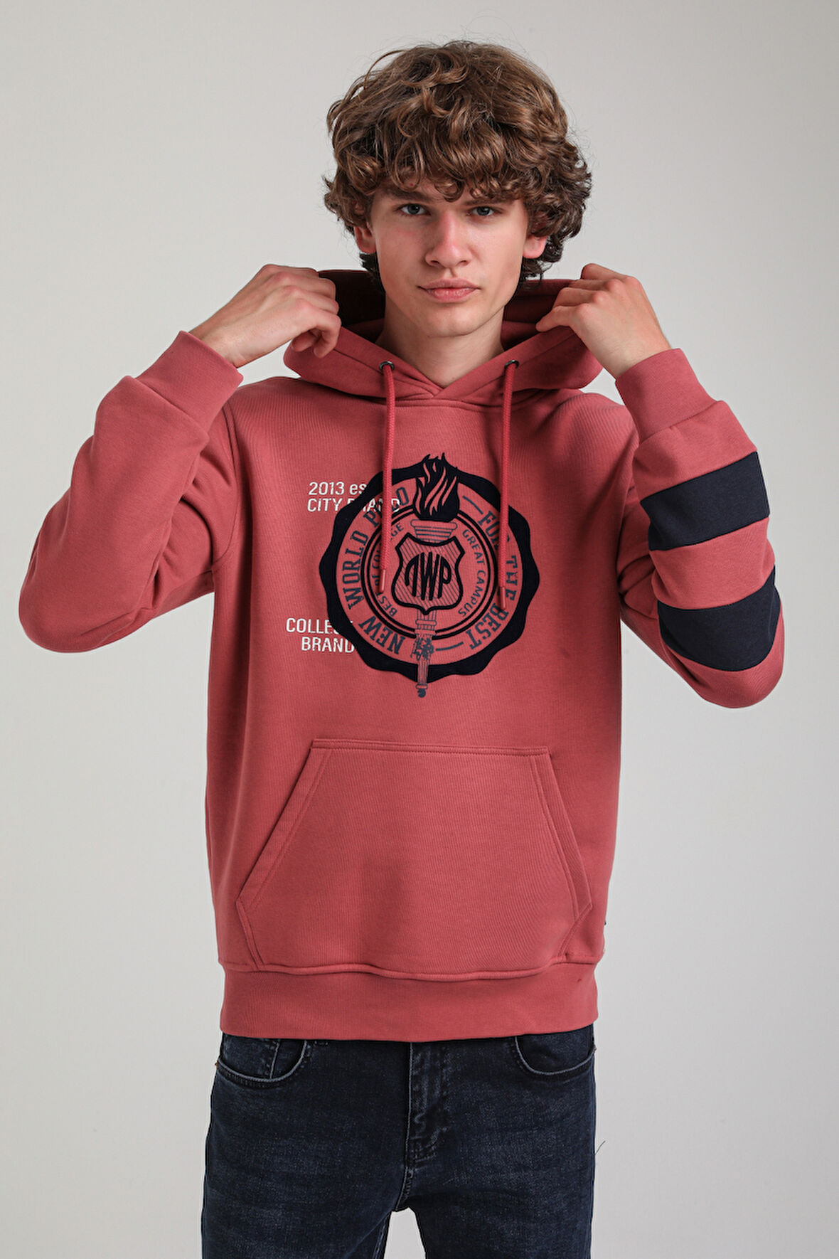 Kapüşonlu Kestane Slim Fit Hoodie 23FWM64054