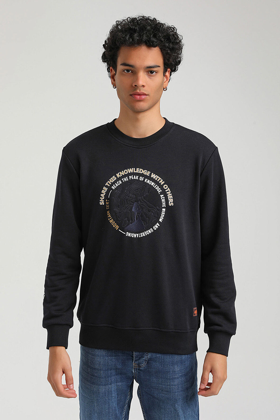 Bisiklet Yaka Lacivert Slim Fit Sweatshirt 23FWM60147