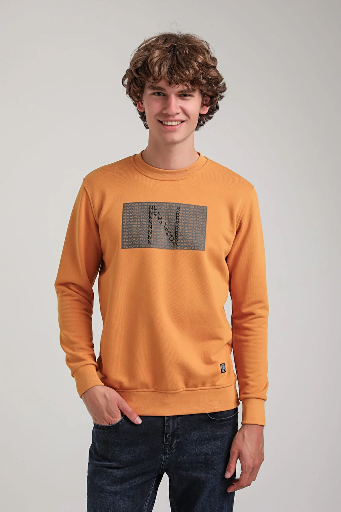 Bisiklet Yaka Hardal Slim Fit Sweatshirt 23FWM60152
