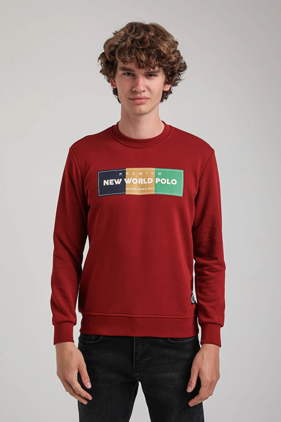 Bisiklet Yaka Bordo Slim Fit Sweatshirt 23FWM60155