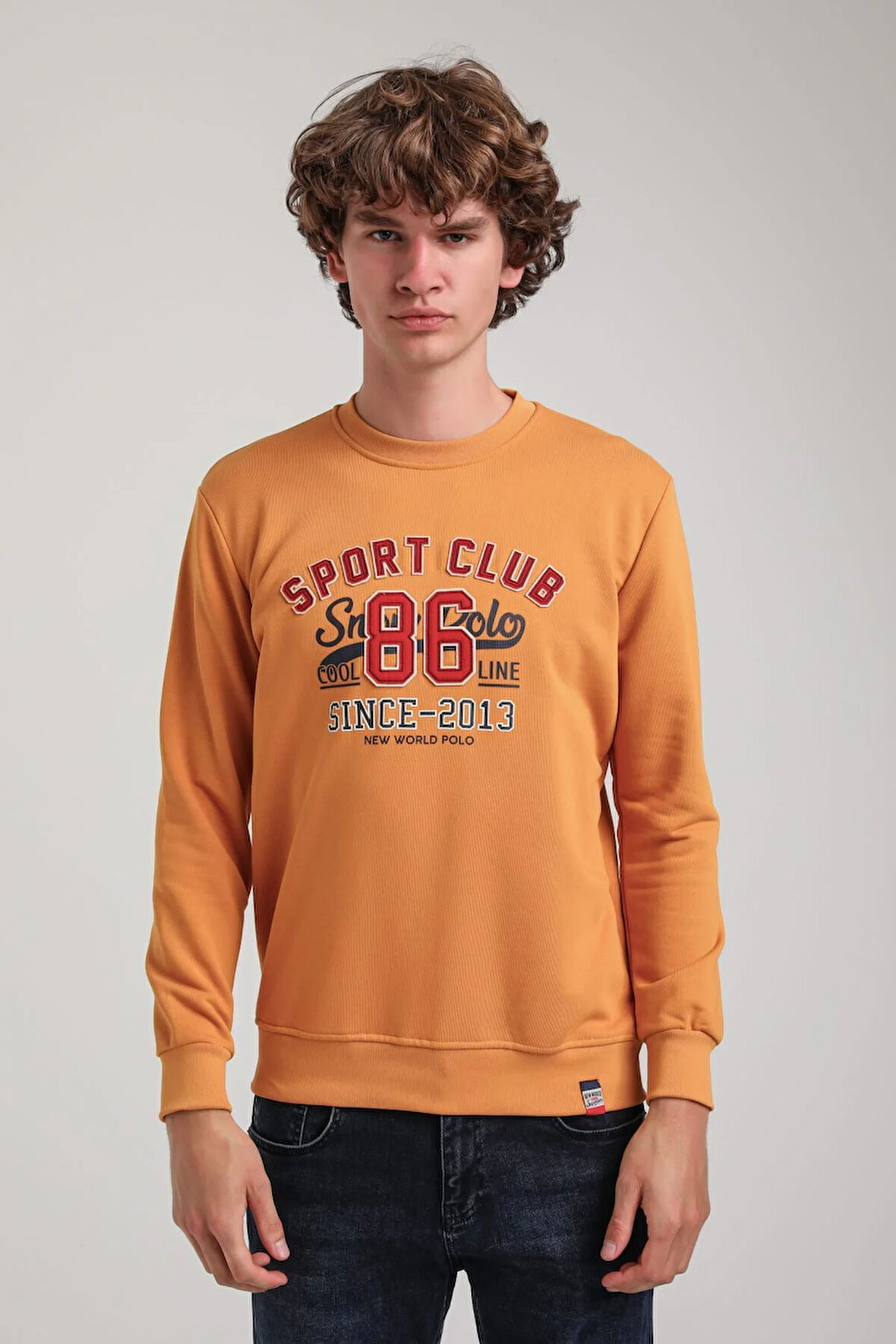 Bisiklet Yaka Hardal Slim Fit Sweatshirt 23FWM60159