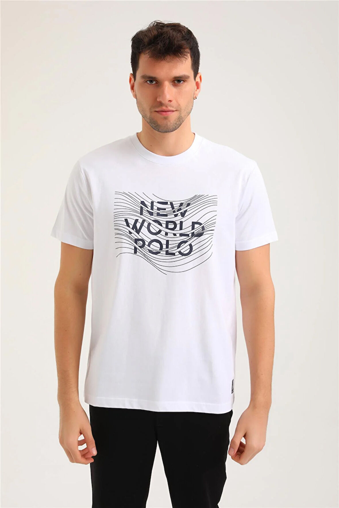 Bisiklet Yaka Beyaz Regular Custom Tişört 24SSM20294