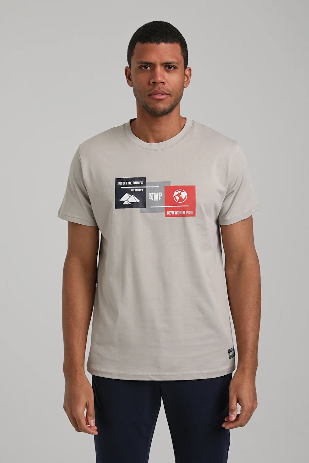 Bisiklet Yaka Gri Boyalı Regular Custom Tişört 24SSM20328