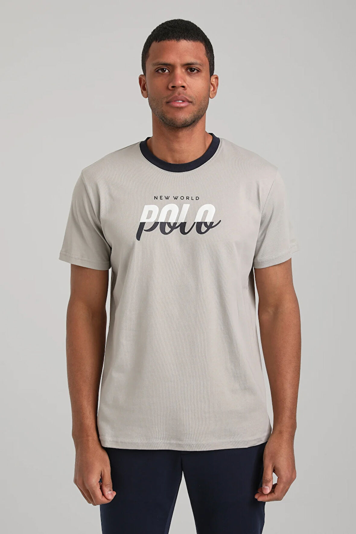 Bisiklet Yaka Gri Boyalı Slim Fit Tişört 24SSM20292