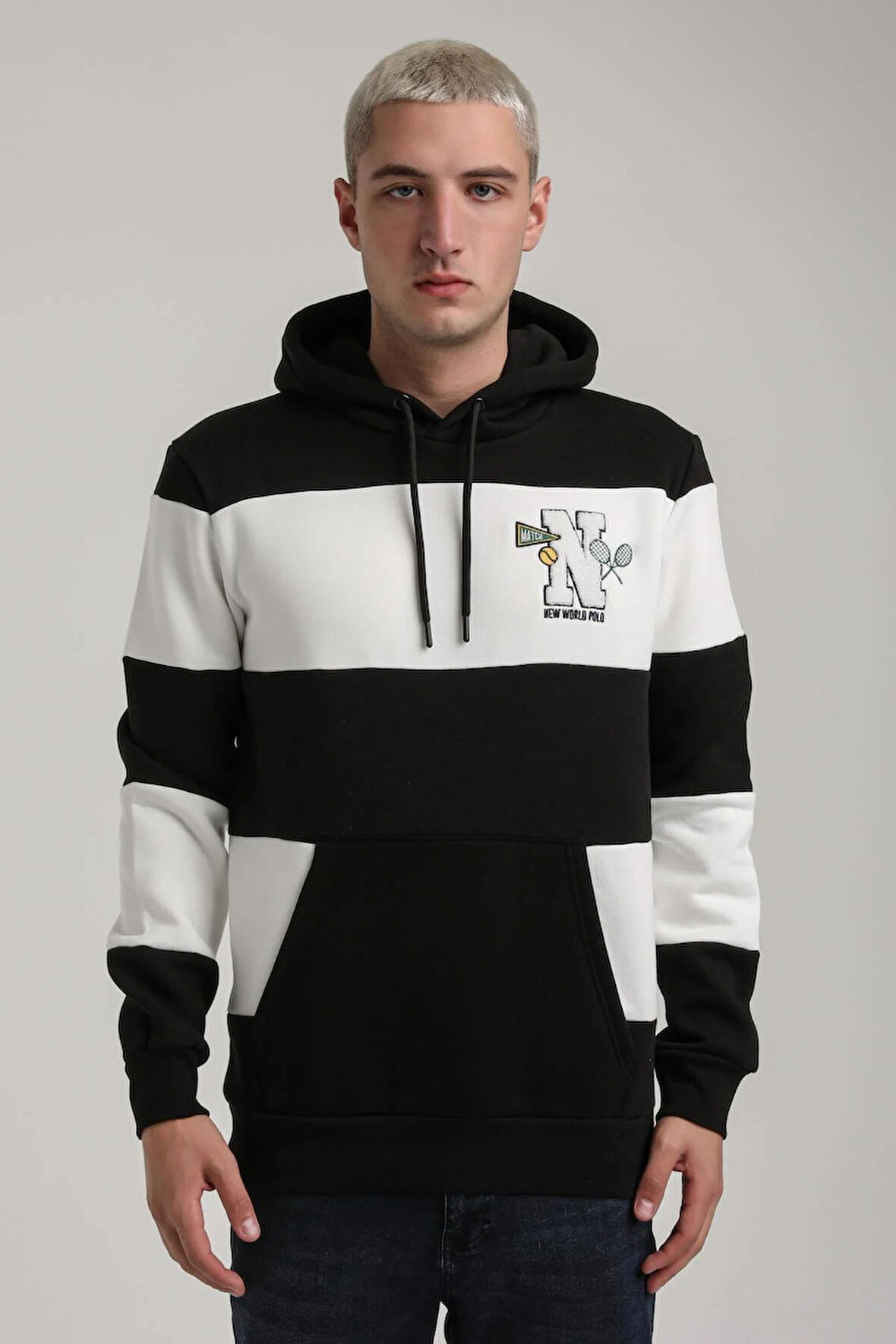 Kapüşonlu Siyah Slim Fit Full-Zip Sweatshirt 24FWM64077