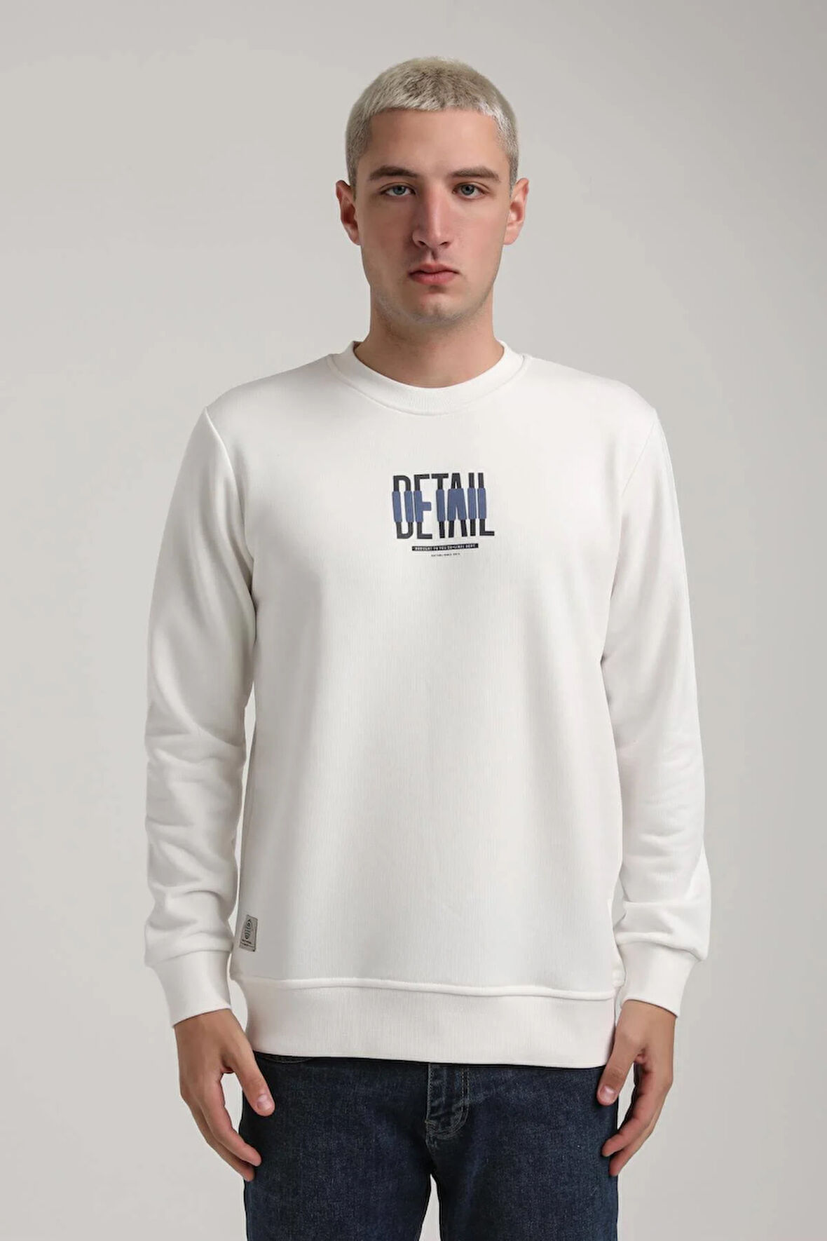 Bisiklet Yaka Ekru Slim Fit Sweatshirt 24FWM60173