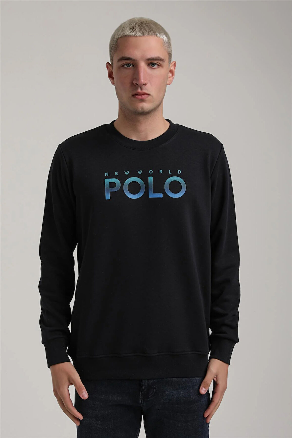 Bisiklet Yaka Lacivert Slim Fit Sweatshirt 24FWM60186
