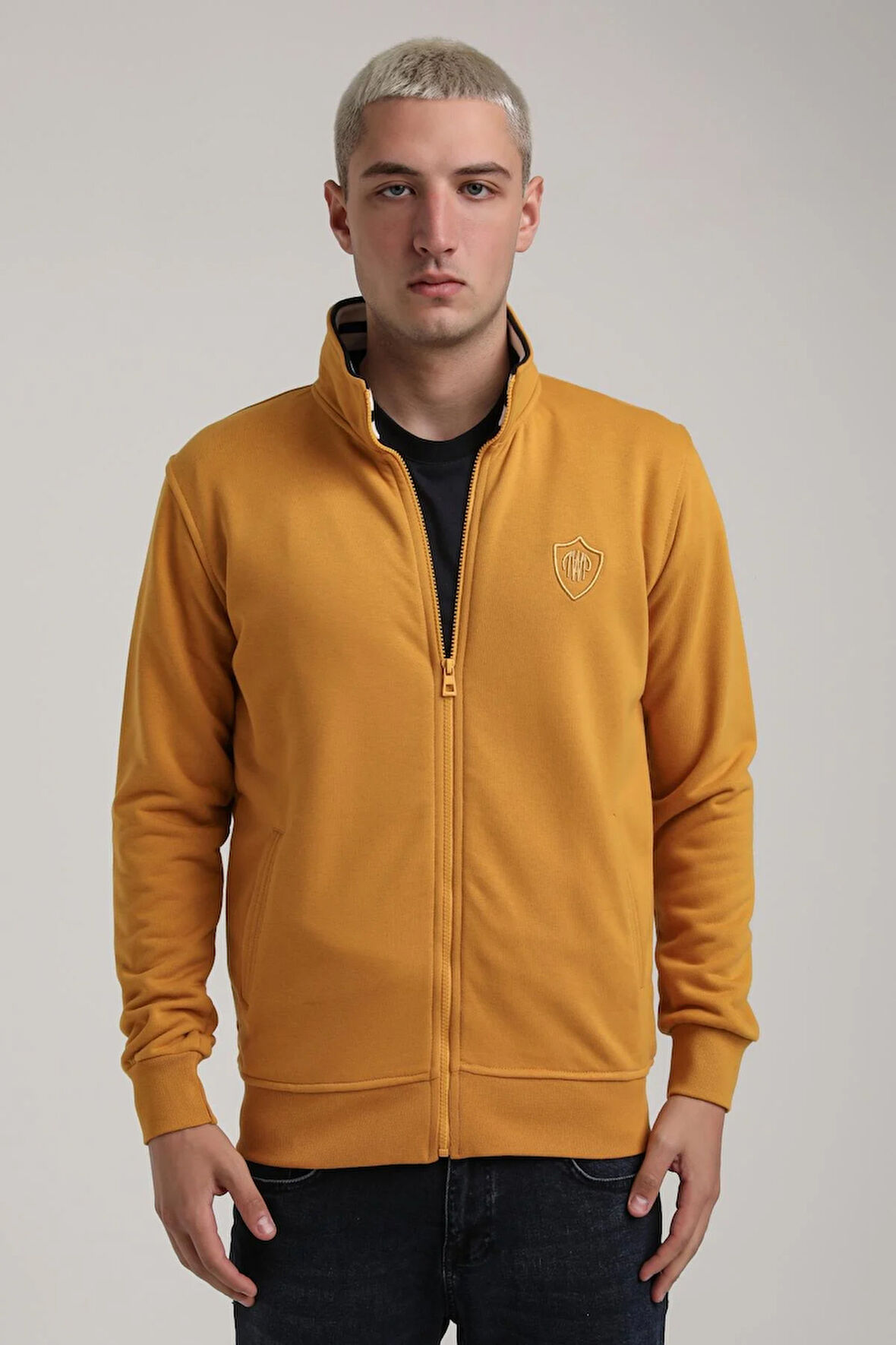 Dik Yaka Hardal Slim Fit Sweatshirt 24FWM60196