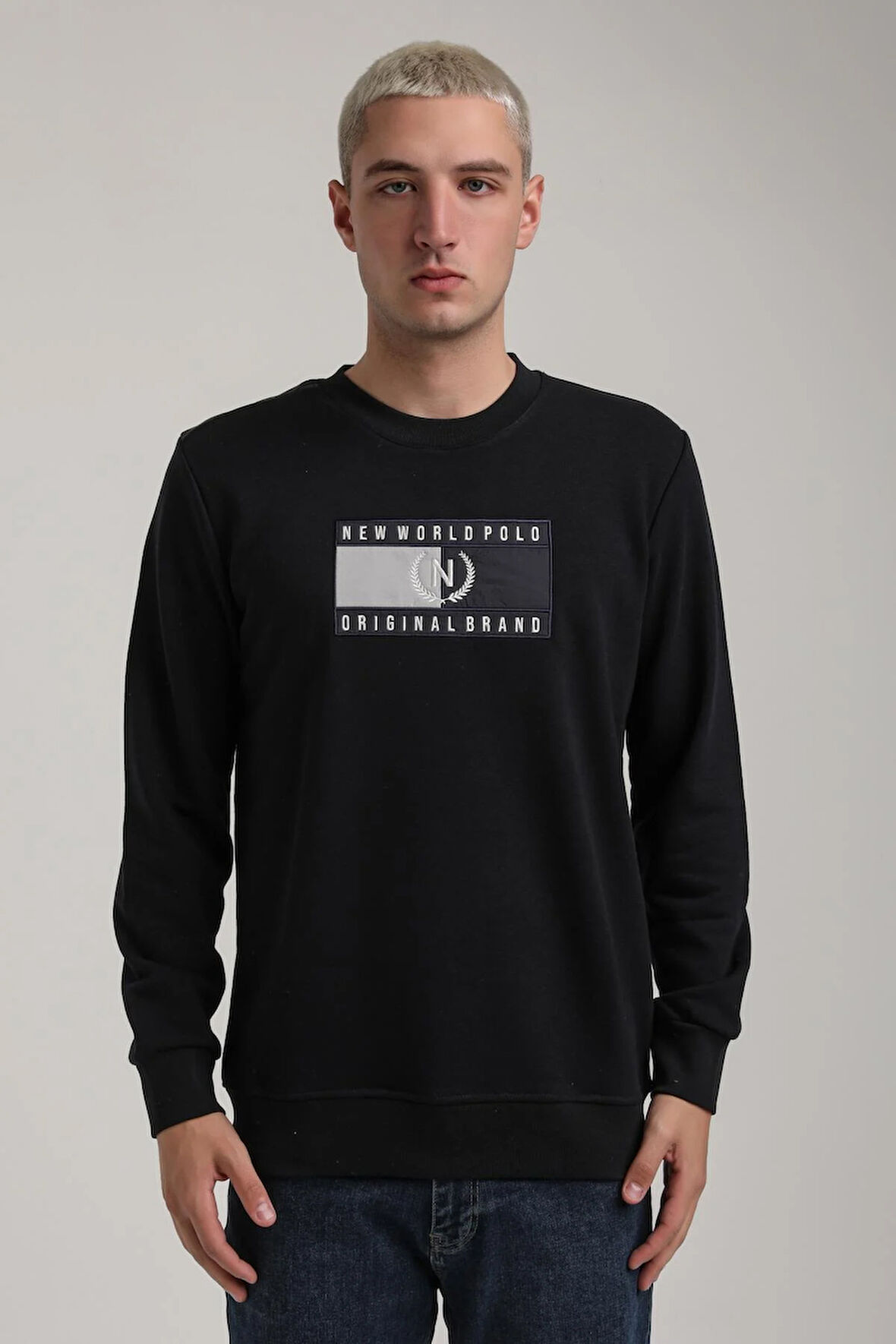 Bisiklet Yaka Lacivert Slim Fit Sweatshirt 24FWM60199