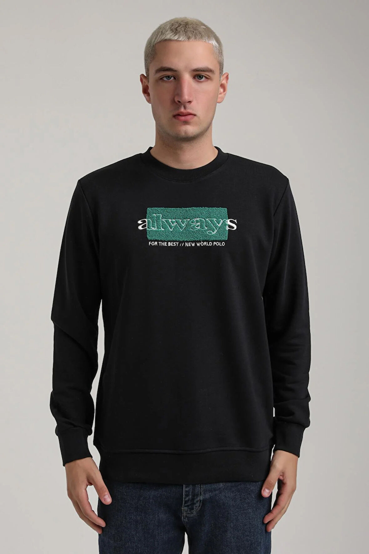 Bisiklet Yaka Lacivert Slim Fit Sweatshirt 24FWM60201