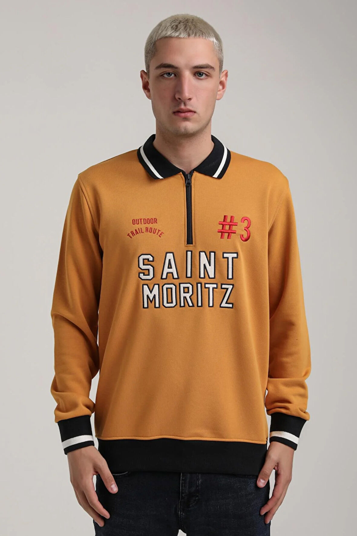 Bisiklet Yaka Hardal Slim Fit Sweatshirt 24FWM60207