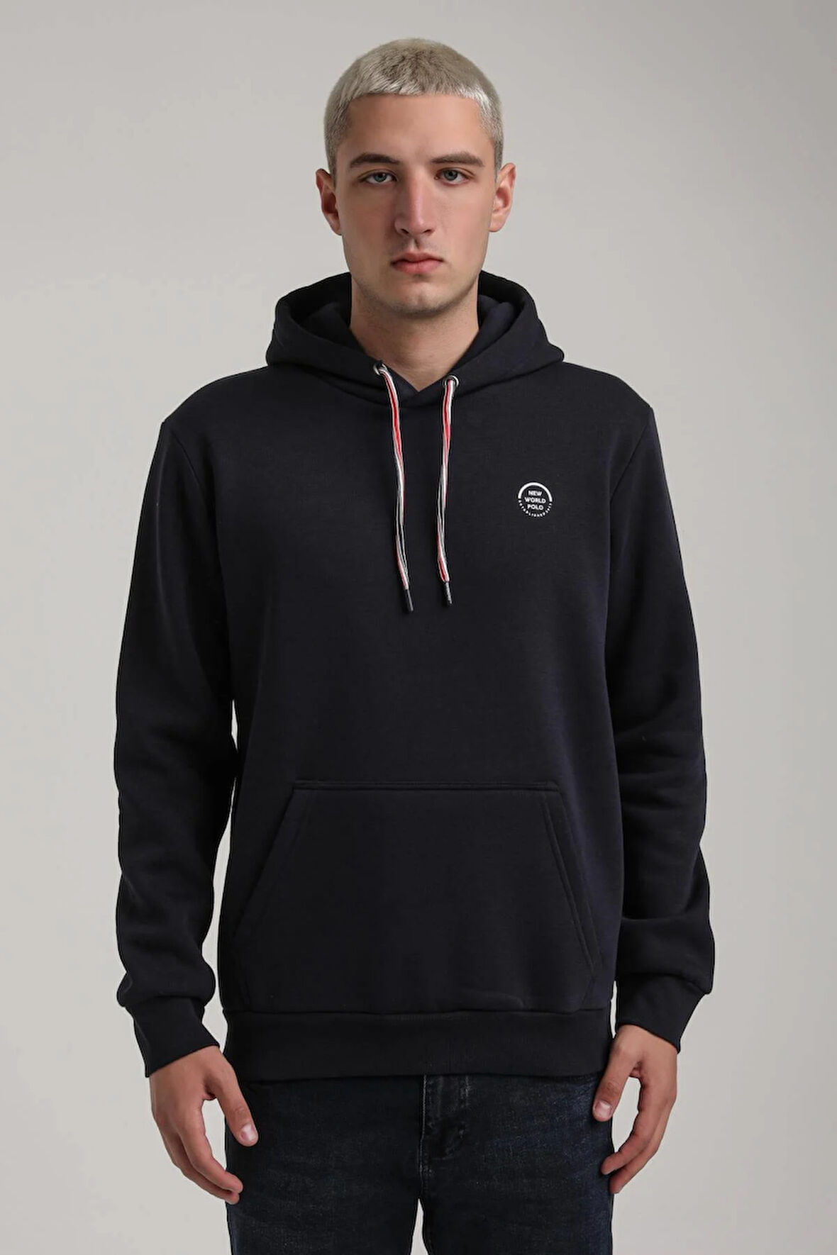 Kapüşonlu Lacivert Slim Fit Full-Zip Sweatshirt 24FWM64084