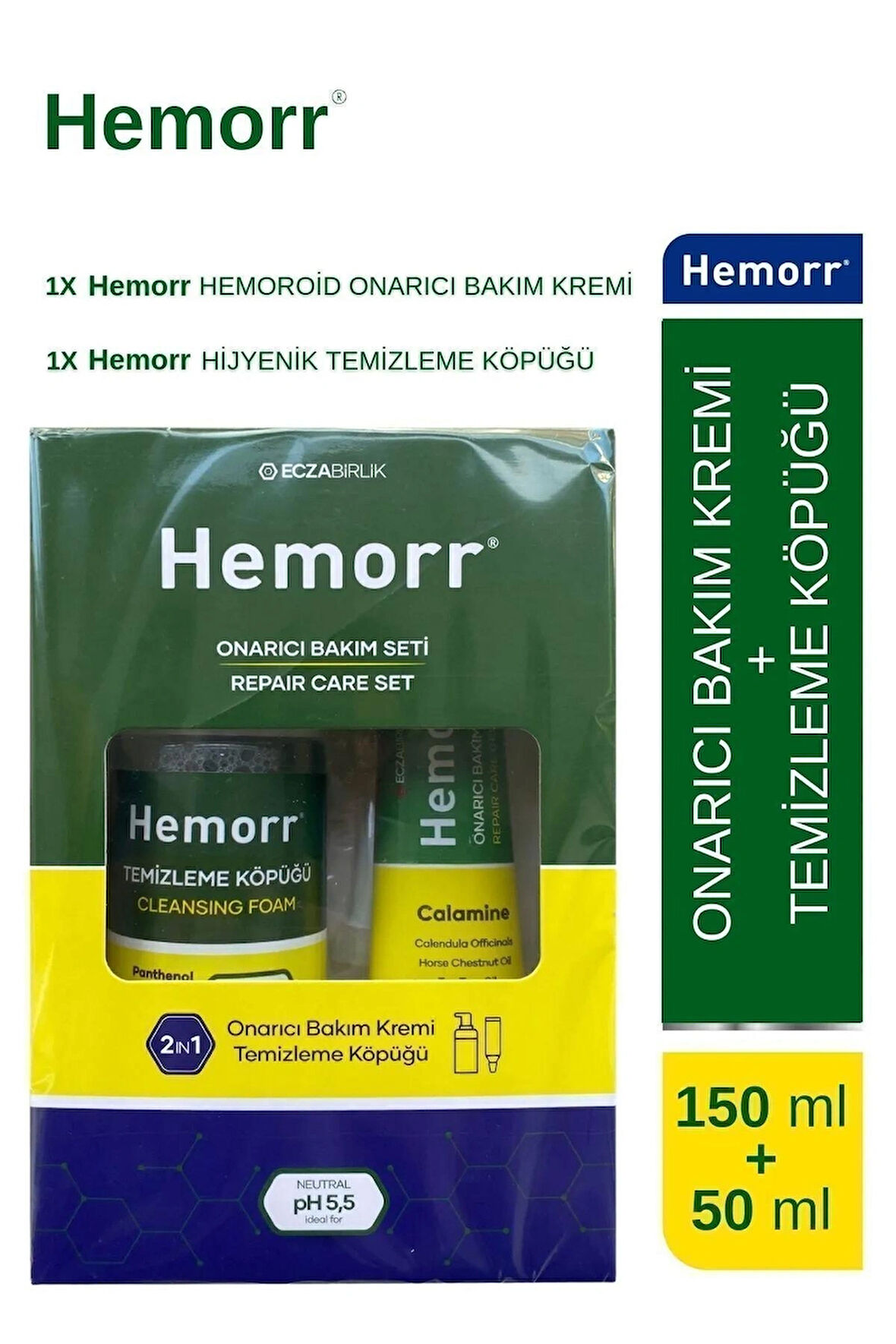 HEMORR Set 1 Adet Onarıcı Bakım Kremi 1x Temizleme Köpüğü