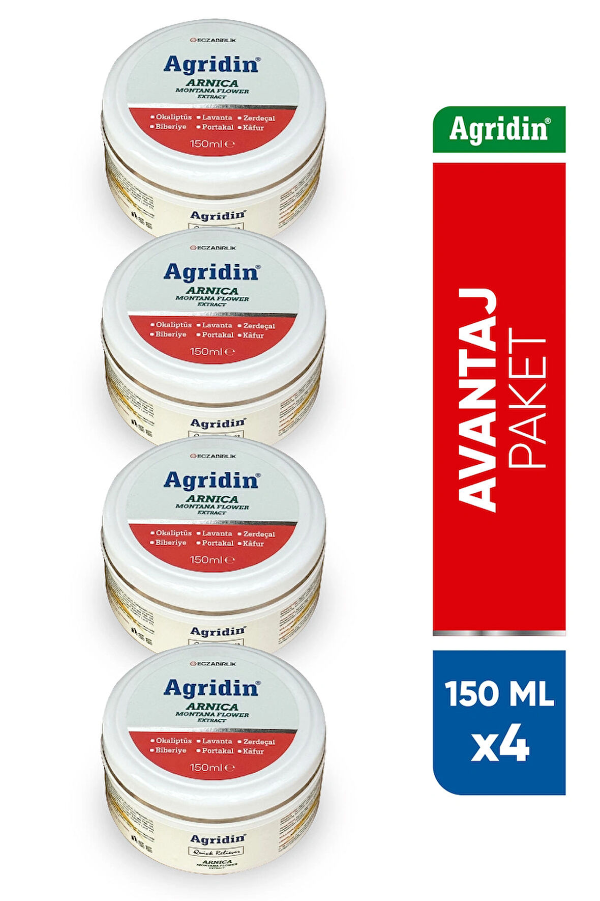 Agridin Rahatlatıcı Krem Arnica Montana Extractlı 4x150 ml (4 ADET)