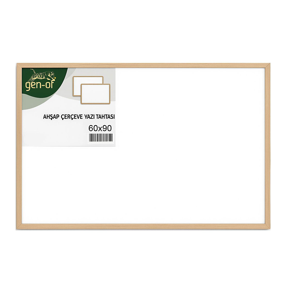 Gen-Of 60x90 Ahşap Çerçeve Duvara Monte Yazı Tahtası Beyaz (GEN-101)