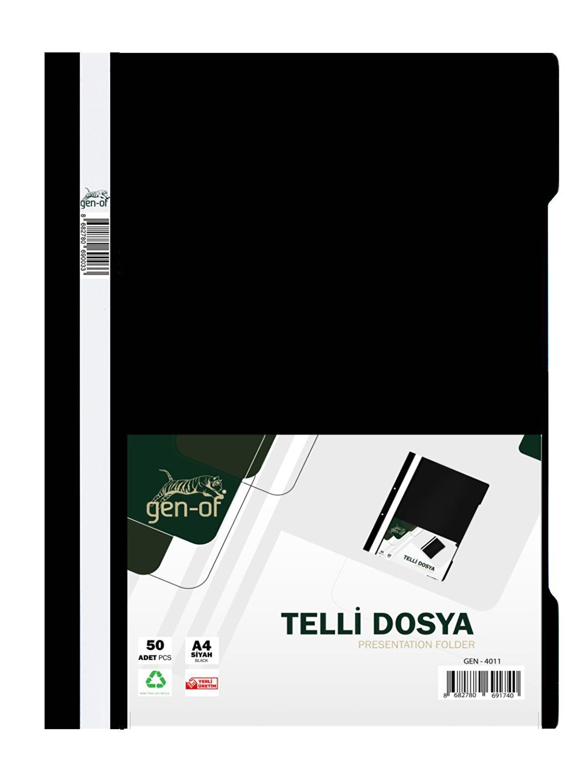 Gen-Of Telli Dosya 50 Li 1 Paket A4 Mavi Siyah Kırmızı Yeşil