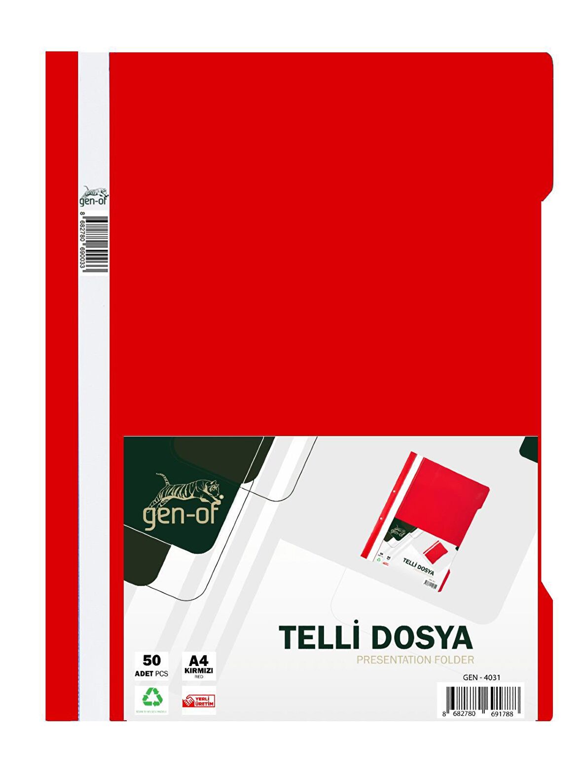 Gen-Of Telli Dosya 50 Li 1 Paket A4 Mavi Siyah Kırmızı Yeşil