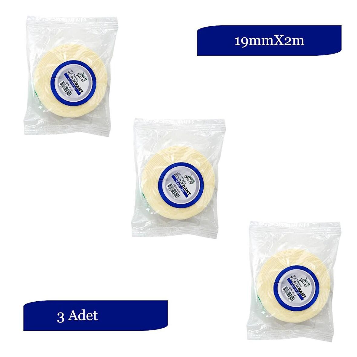 Gen-Of Çift Taraflı Köpük Bant 19mmx2m GEN-8006 3 Adet