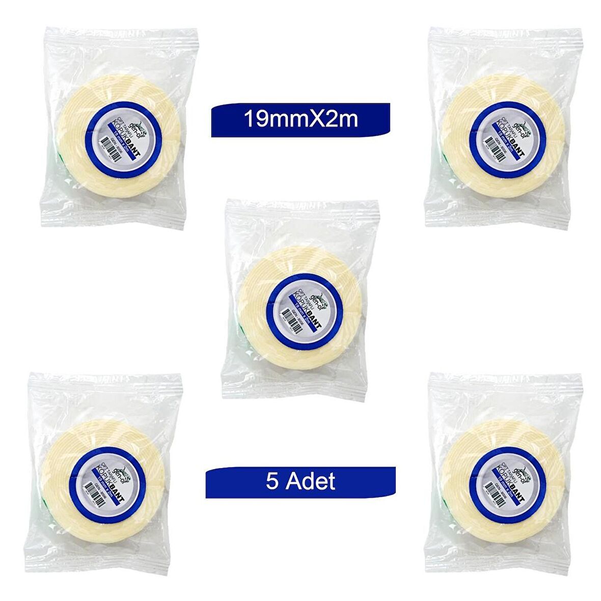 Gen-Of Çift Taraflı Köpük Bant 19mmx2m GEN-8006 5 Adet