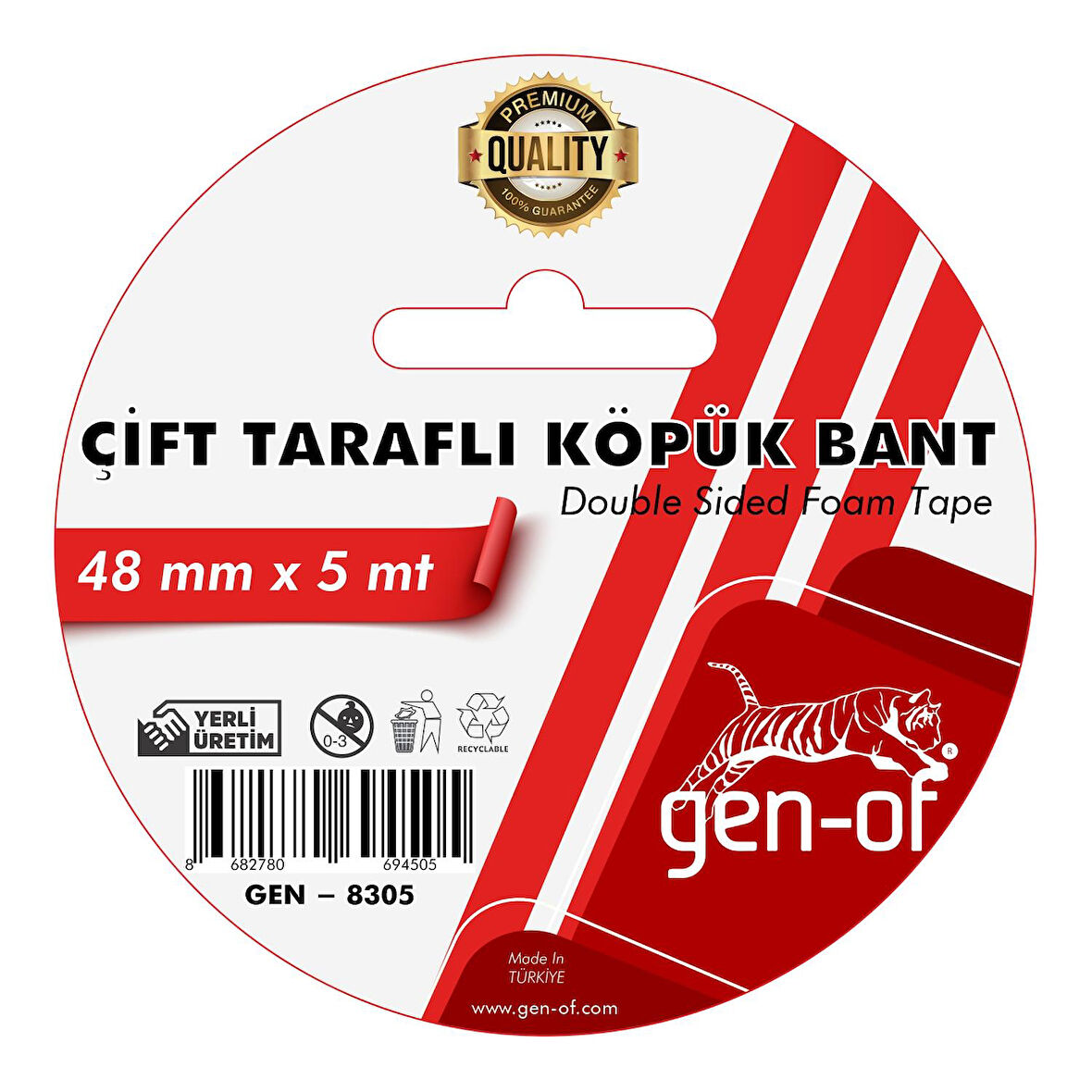 Gen-Of Çift Taraflı Köpük Bant 48x5 m (GEN-8305)