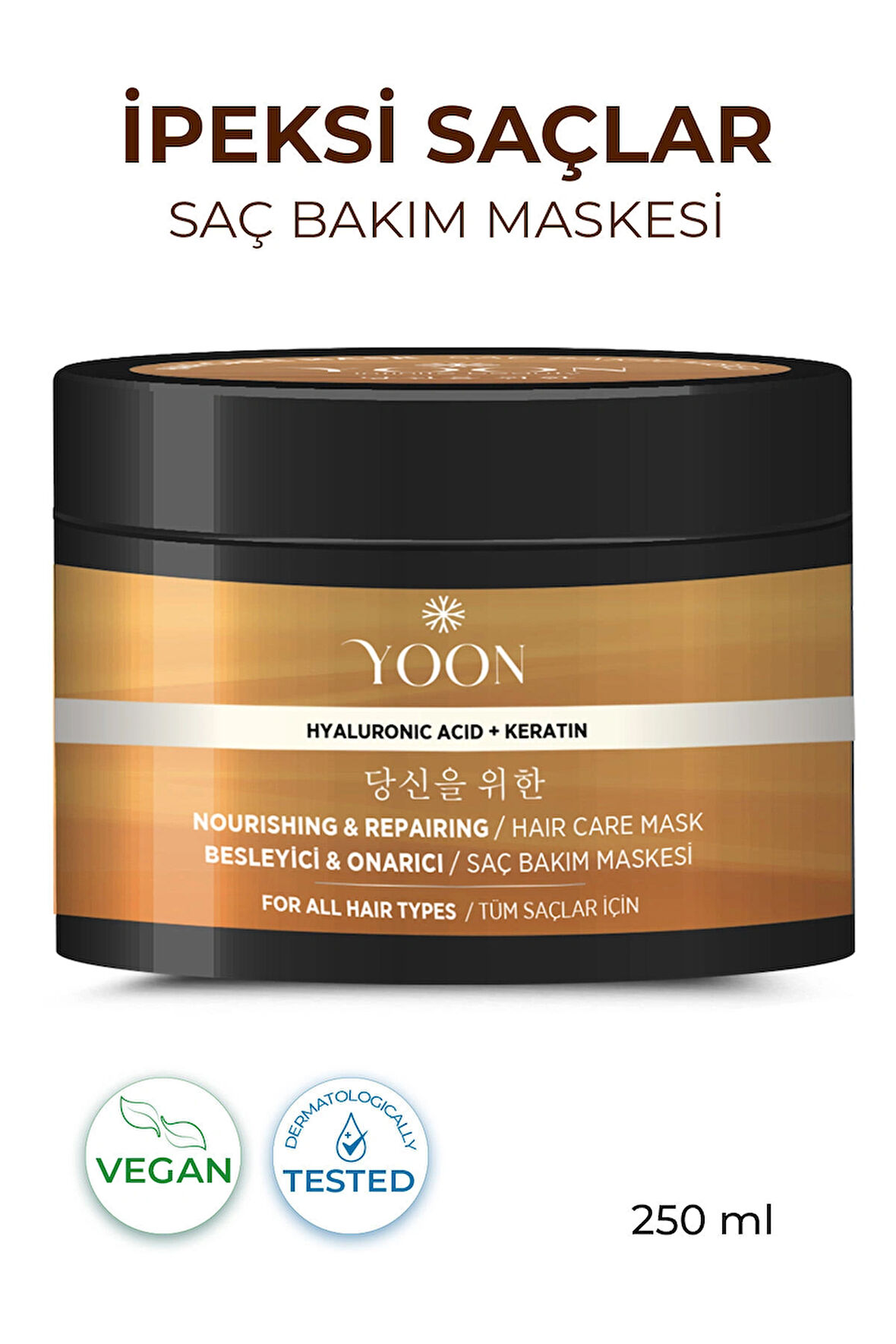 Saç Bakım Maskesi, 360° Yoğun Onarıcı Keratin Ve Hyaluronic Asit Içeren Besleyici Saç Maskesi 250ml