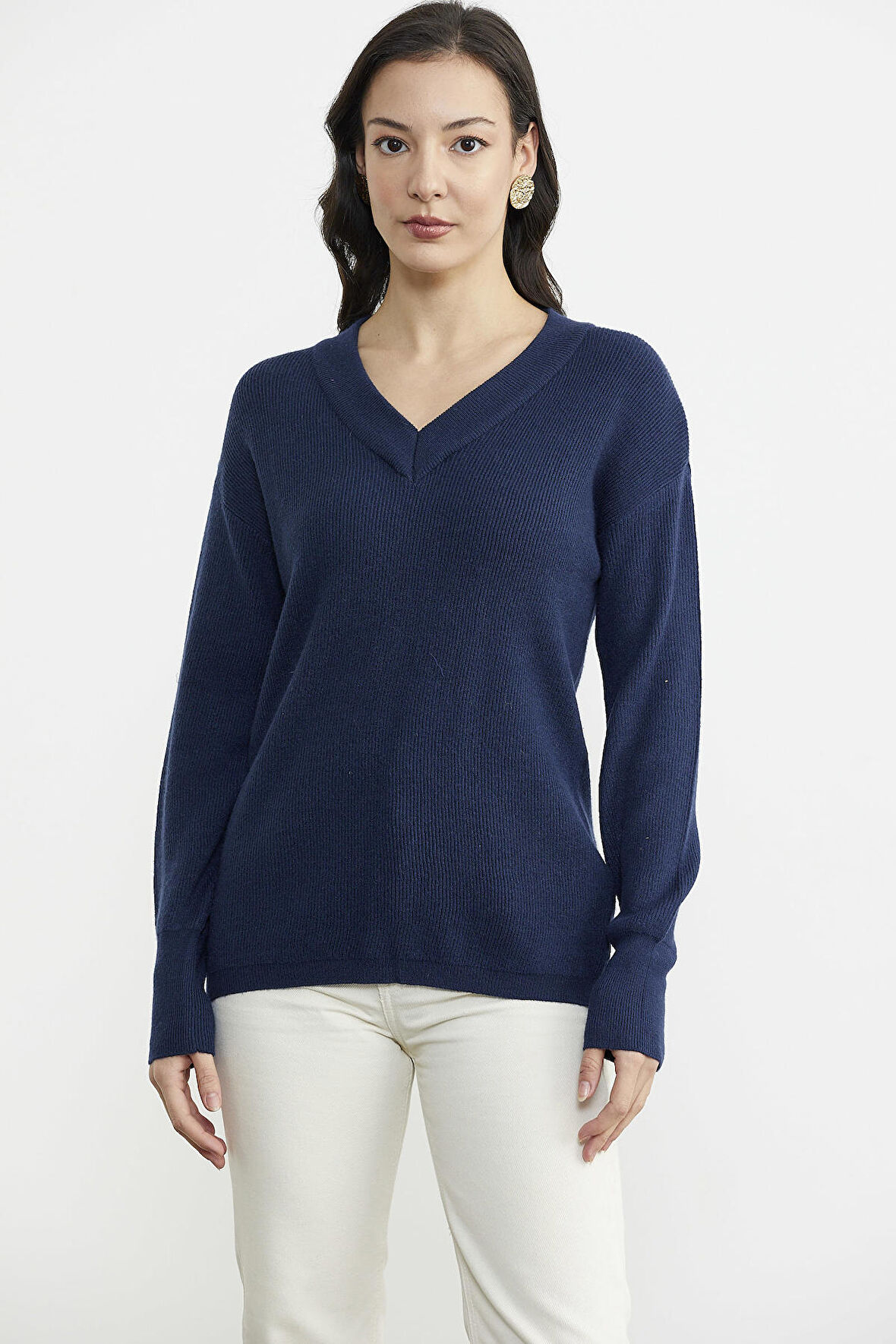 V Yaka Triko Kazak - Lacivert